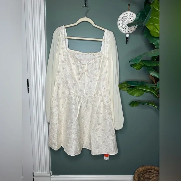 Cider | Dresses | Floral Cream Puff Sleeve Mini Dress Cider Plus Size |  Poshmark